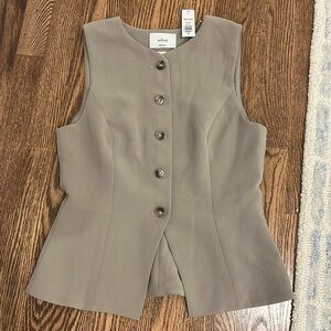 Aritzia Taupe Button-Front Tank Top